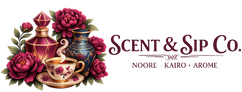 Logo of Scent & Sip Co. with floral and tea cup design on a white background

